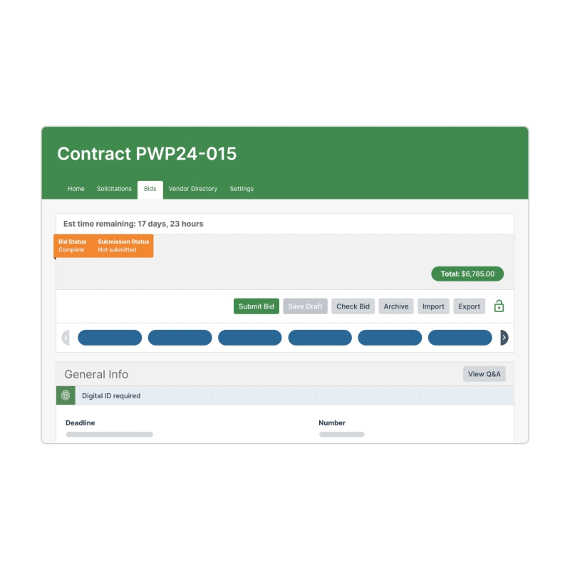 gif showing how to sign digitally in Bid Express for Vendors