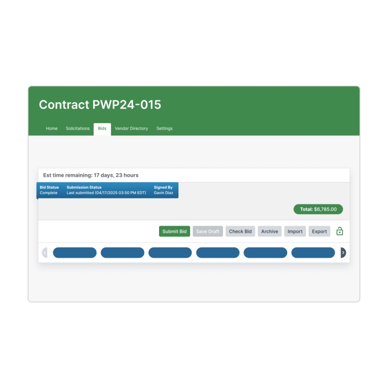 gif showing how to access online plans in Bid Express for Vendors