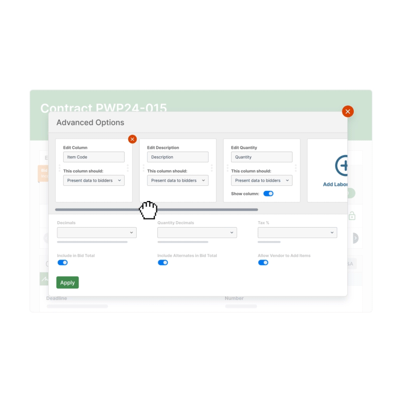 gif showing how to build custom item lists in Bid Express for Agencies