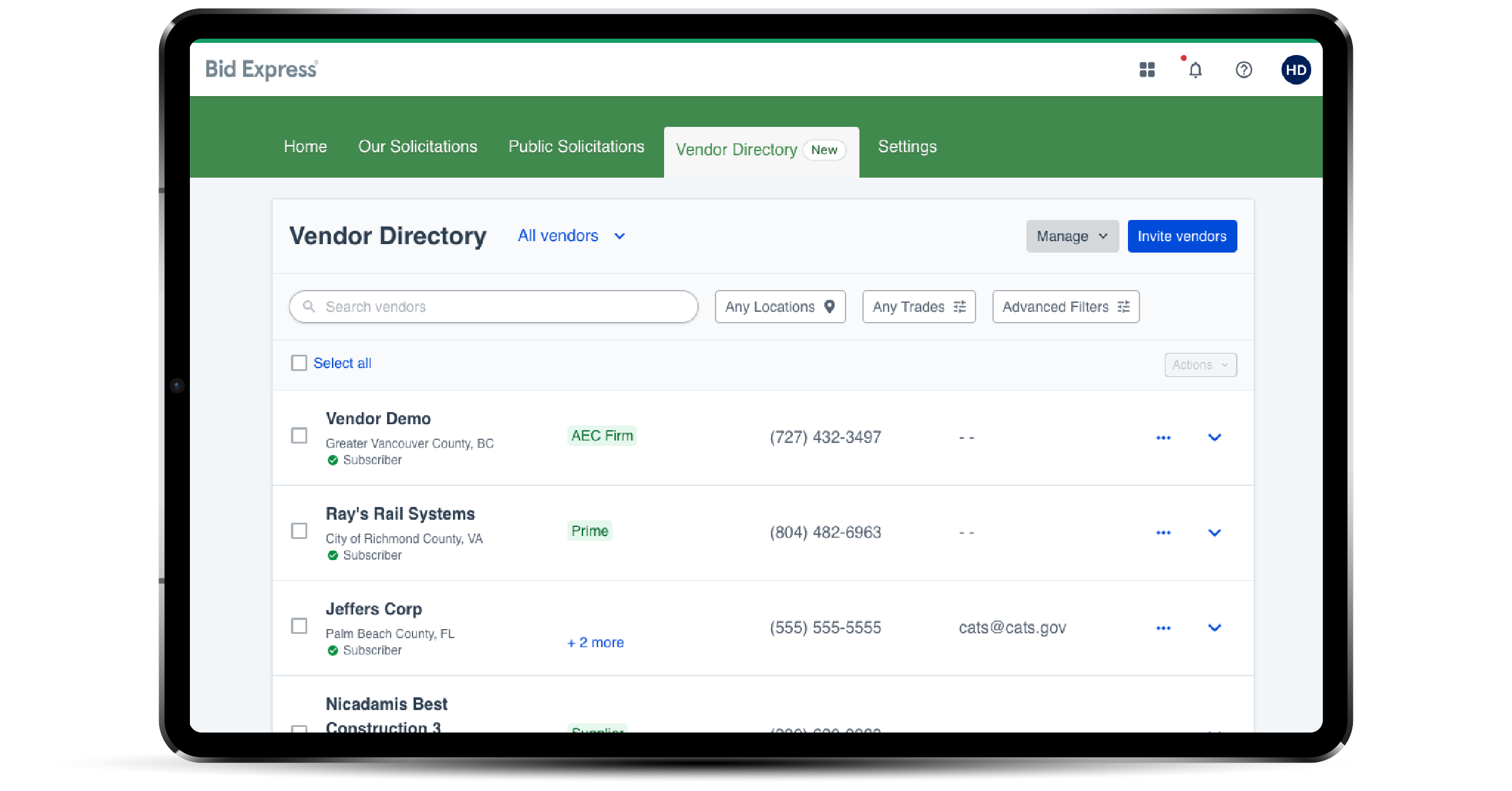 tablet showing Appia ui